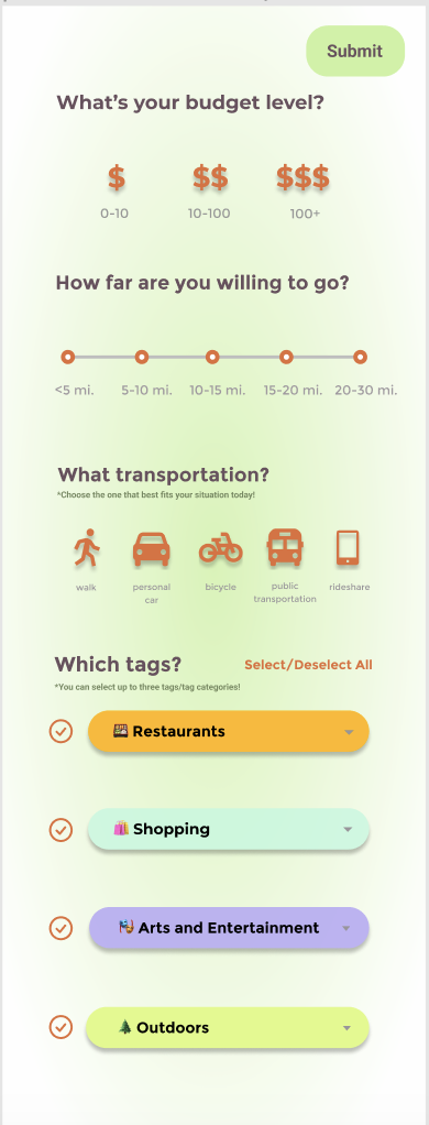 Enter your preferences